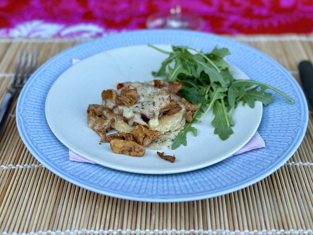 Kantarell-toast med ruccola