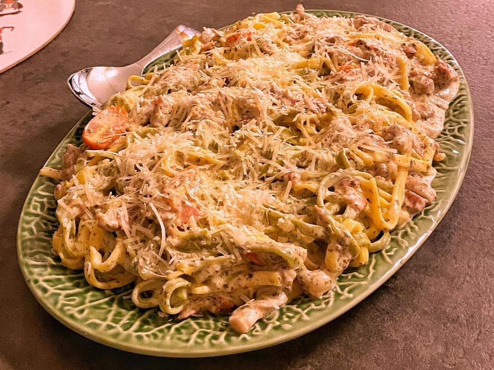 Linguine med bacon och fläskkarré